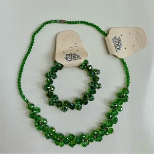 Trisha Waldron Green Beaded Necklace and Bracelet Set